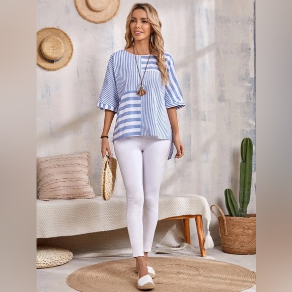 Stylish Blue Striped Blouse - Picture 5 of 5